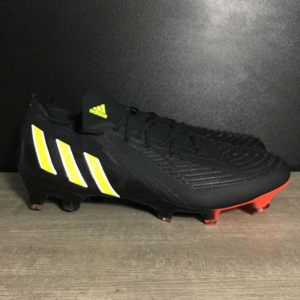 Adidas Predator Edge.1 Low FG Firm Ground Soccer Cleats Black Yellow Mens 8.5